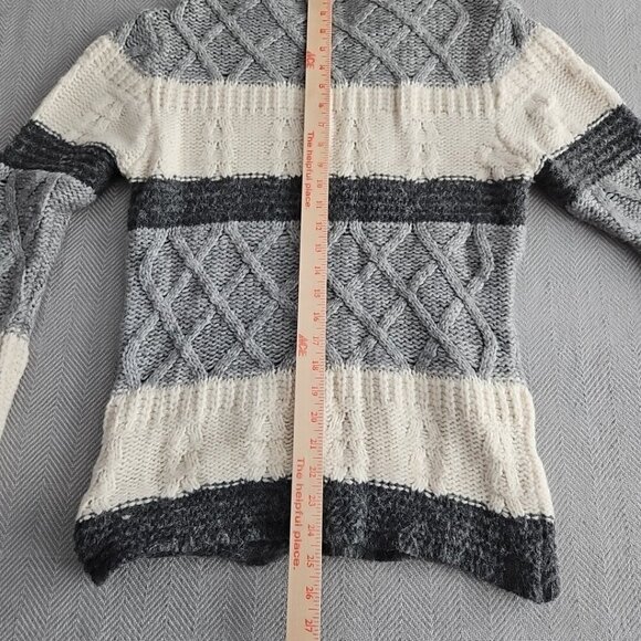 Zara Man Cable Knit Sweater Men's Large Crewneck Striped Wool Alpaca Blend - Picture 6 of 16